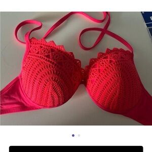 Shade & Shore Vibrant Pink Crochet Bikini Top